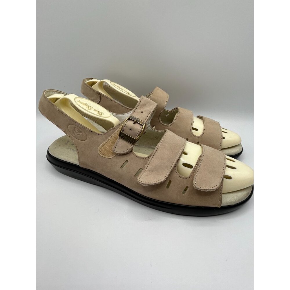 Propet Breeze Walker Size 12 Beige Leather Sandals With Adjustable Straps - Picture 3 of 10
